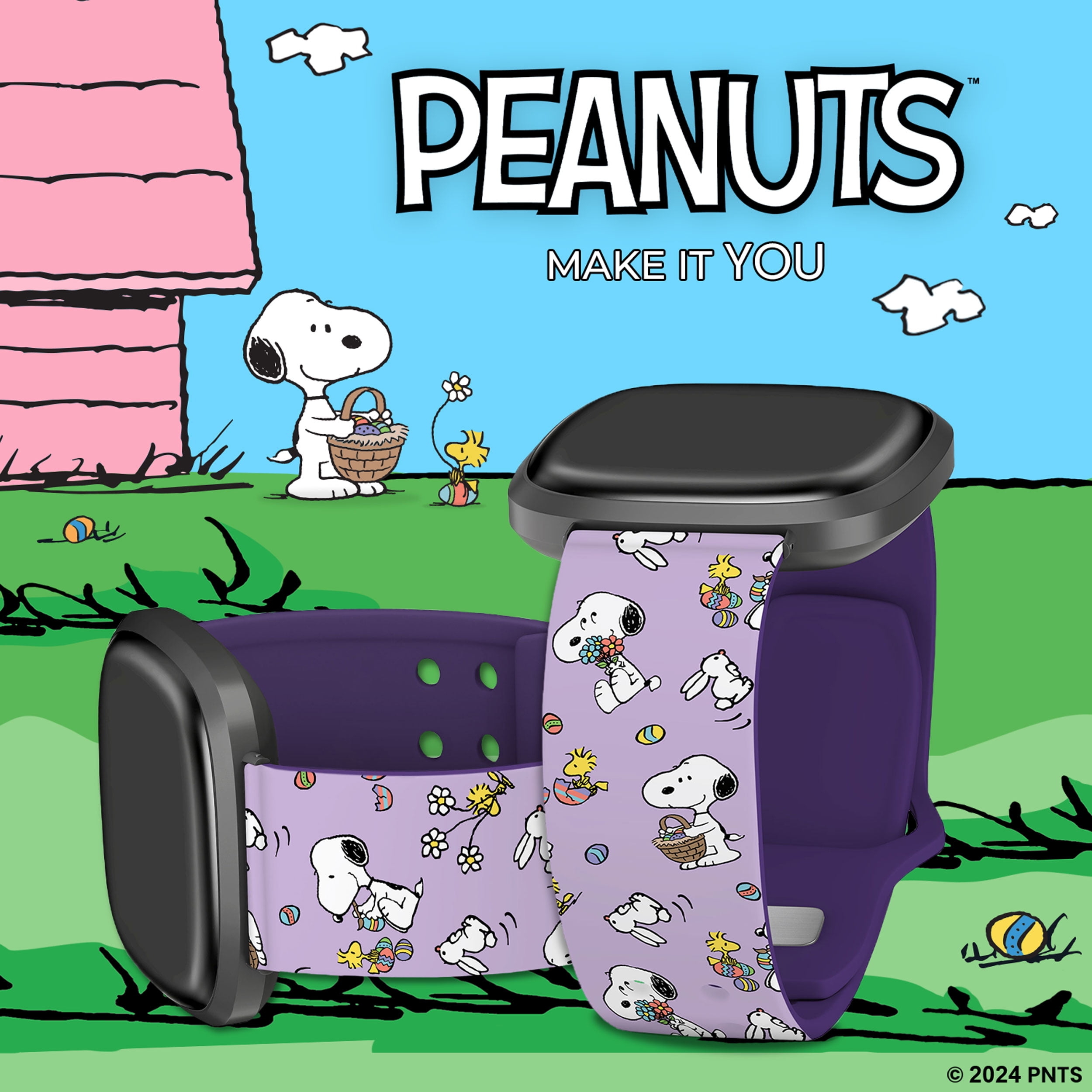 Peanuts Easter HD Unisex Watch Band Compatible with FitBit Versa 3 & Sense (20mm Short Bunny Hop) by Affinity Bands