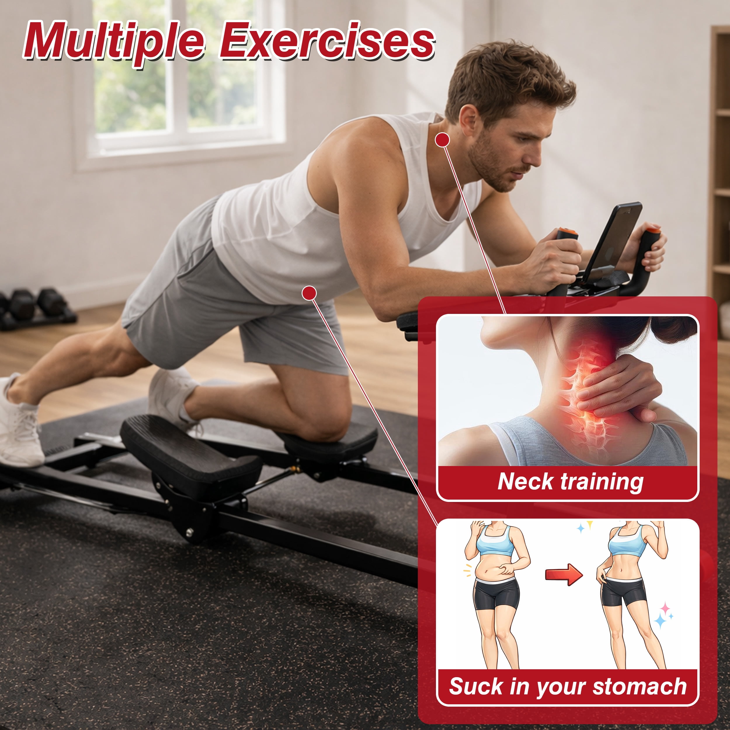 Primal Crawl & Spine Twist and Stretch Trainer – Full Body Low-Impact Cardio Machine with Adjustable Hand Grips, Knee Support & Steel Frame | Home Gym Equipment