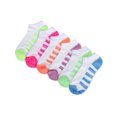 thumbnail image 3 of Just Me Women's 6 Pair Pack Heel Stripes Half Cushioned Low Cut Socks Liners - Womens - Female, 9-11, White, 3 of 4