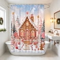 thumbnail image 4 of Christmas Bathroom Shower Curtain With Hooks - Holiday Waterproof Fabric Set(B), 4 of 6
