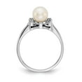 thumbnail image 2 of 14K White Gold Ring Band Pearl Diamond Round Freshwater, Size 7, 2 of 5