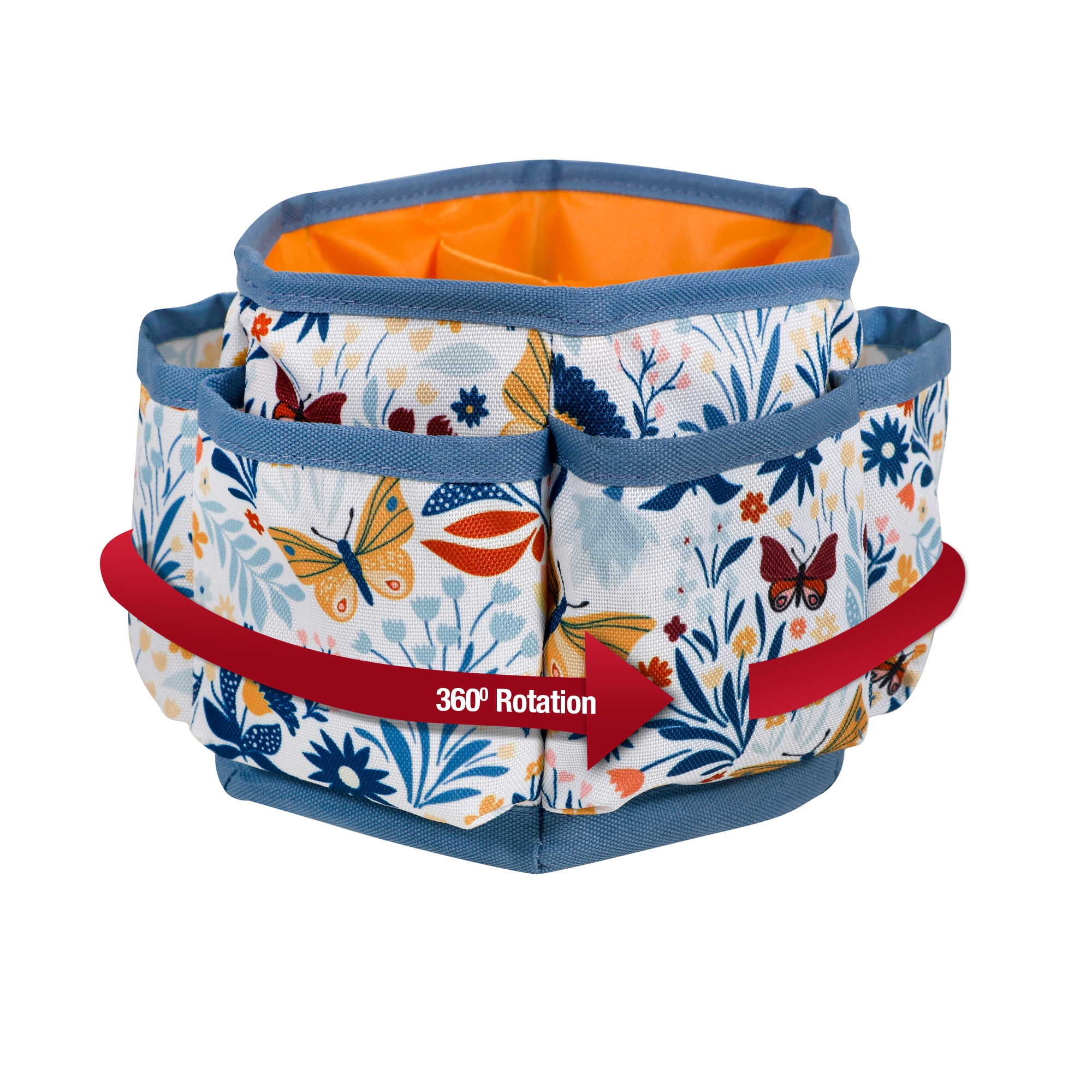 SINGER 360° Rotating Desktop Organizer for Sewing and Craft Supplies, Butterfly Floral Print