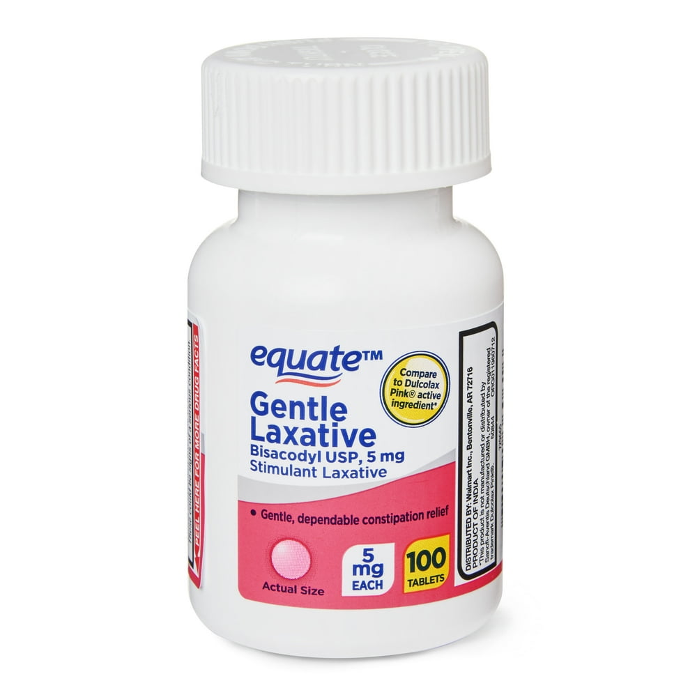 Equate Bisacodyl Pink Gentle Laxative Tablets for Adult Constipation, 5
