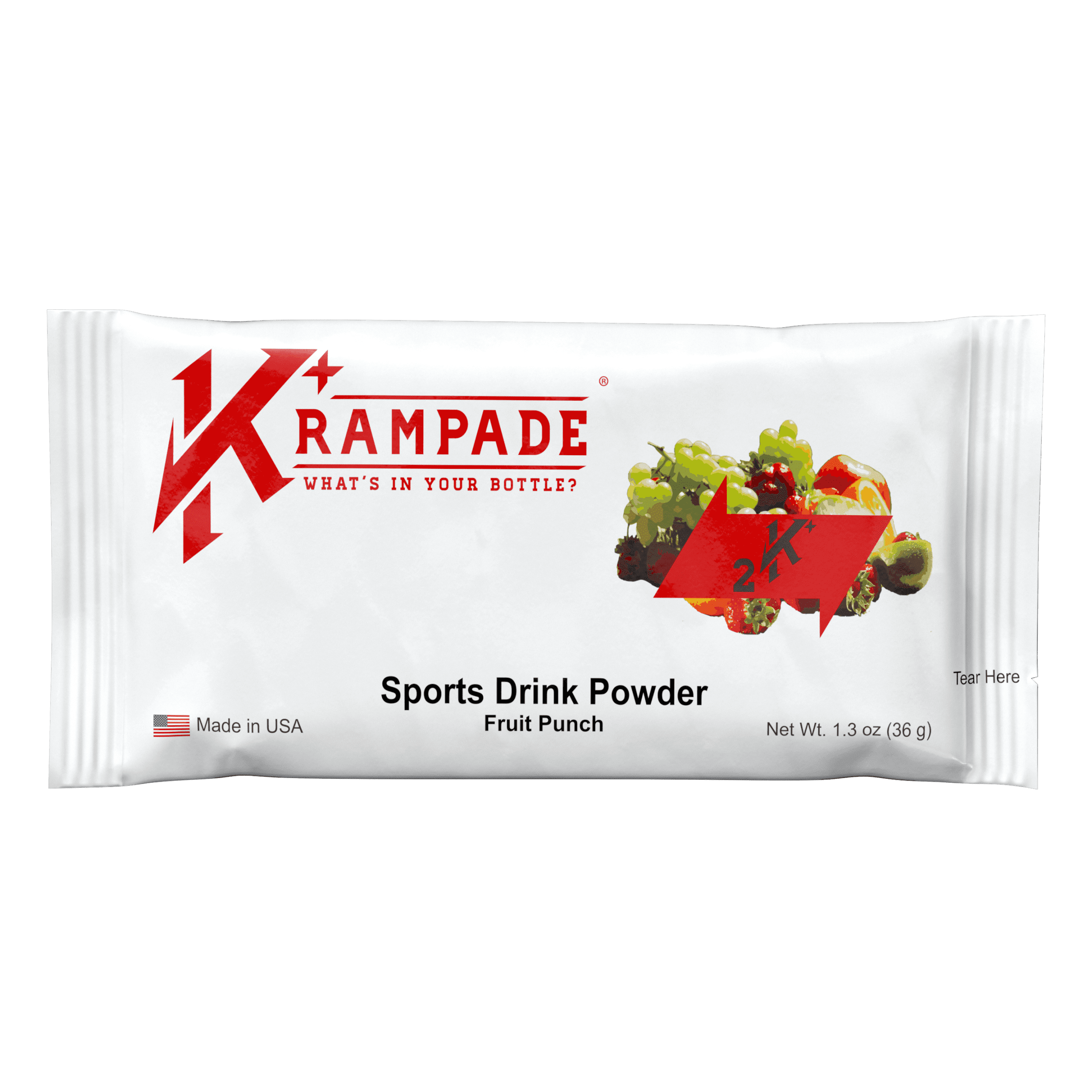 Krampade High Potassium Electrolytes Powder Fruit Punch Cramp Relief Cellular Hydration Endurance Recovery 20 Count Single Hydration Packets