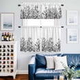 thumbnail image 2 of Black Spring Floral Kitchen Curtains Sets for Windows 36 Inch Length, Watercolor Botanical Summer Vintage Rod Pocket Window Treatments Tier Curtains and Valances Set for Bedroom/Bathroom, 2 of 8