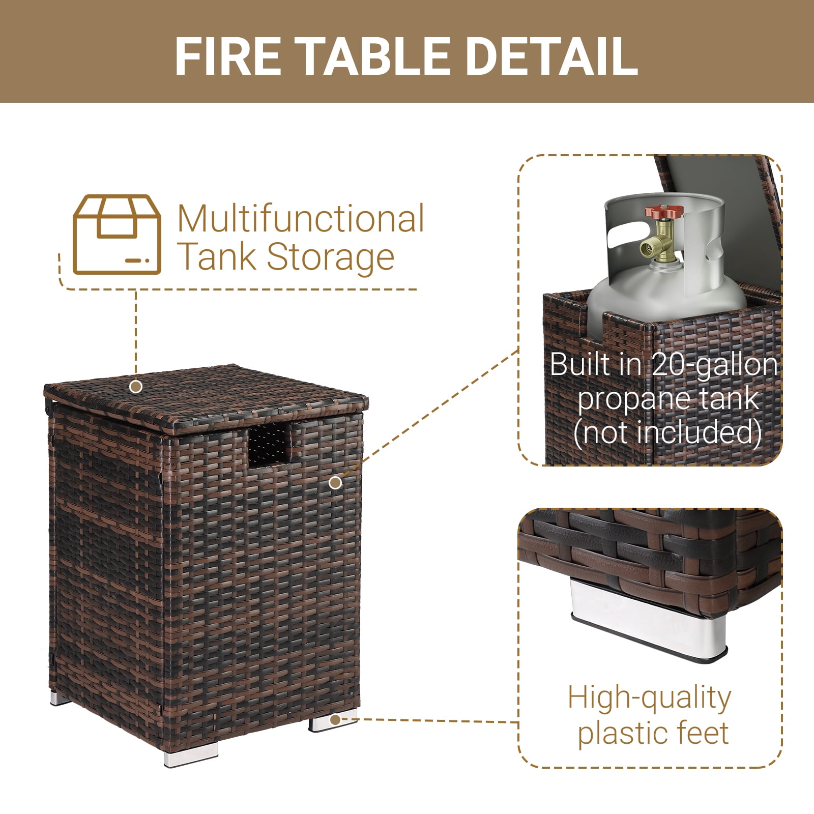 GoDecor Wicker Tank Fire for Gas Fire Pits, Rattan Propane Tank, Brown Gradient