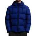 thumbnail image 1 of Ceisia Men Short Puffer Jacket Lightweight Hood Winter Windproof Zip Up Hoodie Drawstring with Pockets Purple S Gift, 1 of 8