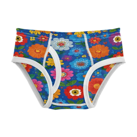 Boys cotton triangle briefs safety standard comfortable and breathable children's underwear Colorful Little Flowers