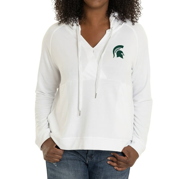 Women's White Michigan State Spartans Christine Cross Front Tri-Blend Pullover Hoodie