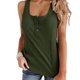 thumbnail image 2 of Camiseta sin mangas con botones y cuello en U para mujer, camisa informal elegante de punto acanalado de Color puro, sin mangas, para trabajo de oficina, 2 of 6