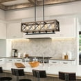 thumbnail image 6 of LNC 5-Light Farmhouse Matte Black and Wood Shade Linear for Chandelier and Kitchen Island Light Fixtures, 6 of 14