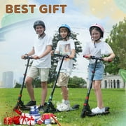 RCB Electric Scooter for Kids Ages 8-16, Lightweight &Foldable, Max 10 Miles & 12.5Mph, Double Brake, Adjustable Height Anti-Slip Handlebars,Blue
