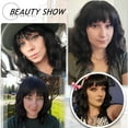 thumbnail image 6 of Creamily 14"Black Wig for Women Short Wavy Curly Bob Wigs with Bangs Natural Black Hair Wigs Heat Resistant Synthetic Wigs, 6 of 6