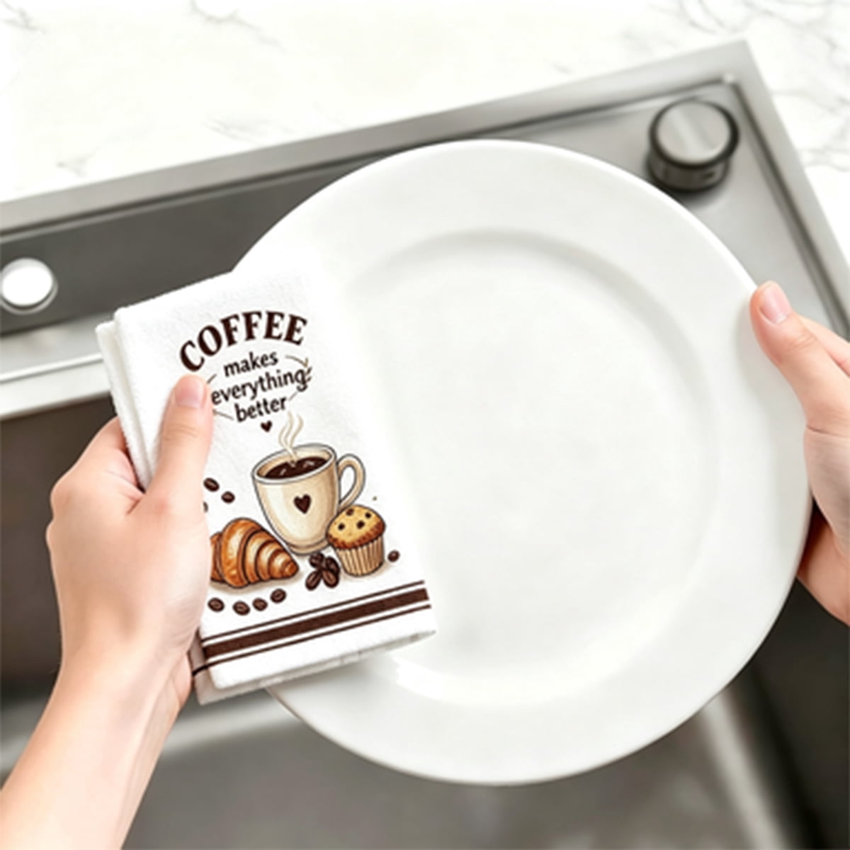 Coffee Kitchen Towels Decorative Sets Dish Towels Absorbent Fast Drying Hand Tea Vintage Cleaning Dishcloths for Cooking Farmhouse Bathroom Accessory