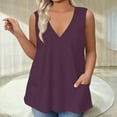 thumbnail image 5 of GIPQJK Tank Top for Women Plus Size Deep V Neck Sleeveless Tunic Shirts Loose Fit Floral Print Summer Tees Blouses with Pockets,Dark Purple 3XL, 5 of 5