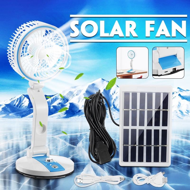 Mini Folding USB Charging Solar Fan Desk Fan with LED Night Light