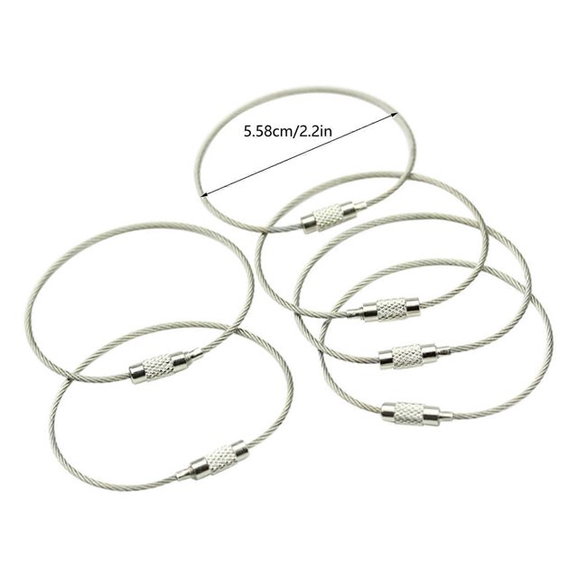10Pcs Screw Locking Stainless Steel Wire Keychain for Key Ring Cable Outdoor Hik