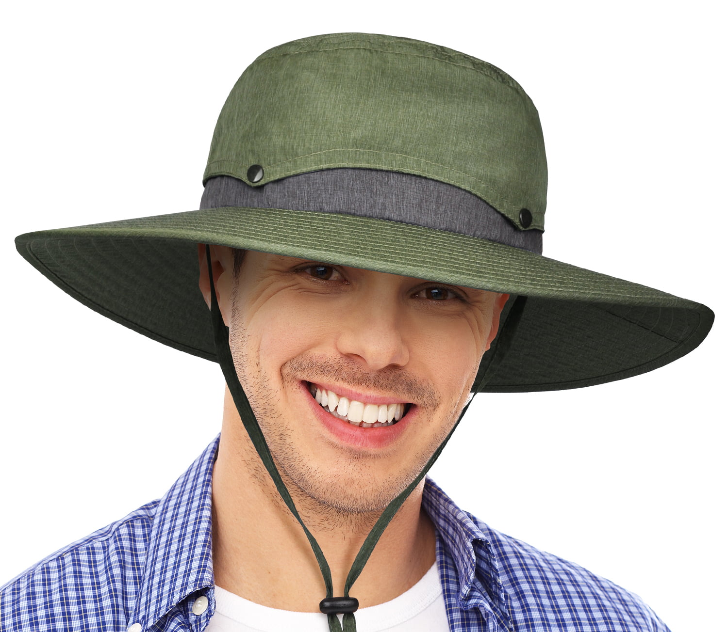Unisex Safari Sun Hat Wide Brim Boonie Cap with Adjustable Drawstring ...