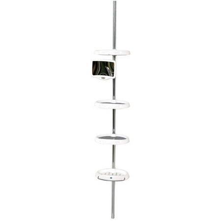 Zenna Home 5804B White and Chrome 4-Shelf Premium Pole Shower Caddy