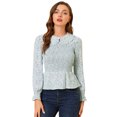 thumbnail image 1 of Blusa de gasa con cuello de peplum y cuello de peplum floral Ditsy para mujer Lavanda S, 1 of 6