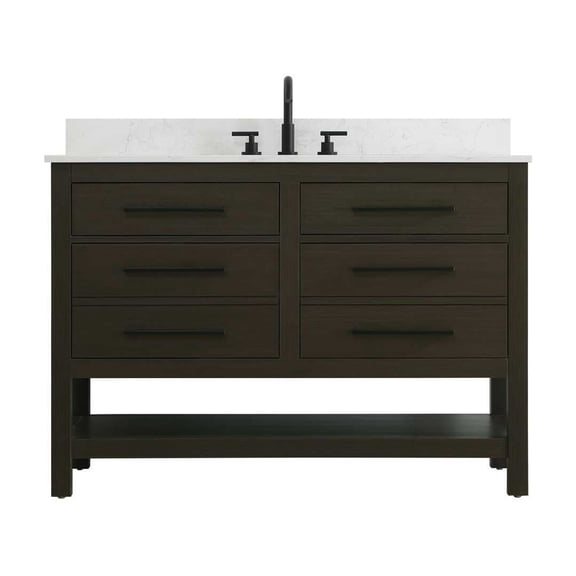 Elegant Kitchen and Bath 48 inch Single Bathroom Vanity in Mocha Brown with backsplash