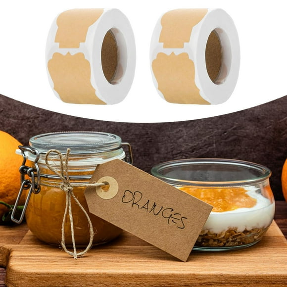 2 rollos de 500 pegatinas de papel kraft marrón para sobres, sellos, etiquetas, tarjetas, bolsas, almacenamiento de alimentos, para el hogar,