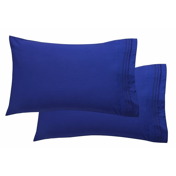 1800 Thread Count Egyptian Quality Super Soft Wrinkle Free 2-Piece Pillowcases- King Size-Royal Blue