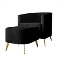 thumbnail image 3 of Castle Place Modern Upholstered Velvet Accent Chair with Stool, Black, 3 of 5