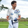 thumbnail image 6 of Daiia Pale Blue Lotus Flowers Pattern Men’s Polo Shirts,Solid Deck Shirt,Classic Fit, Breathable Cotton Polo for Casual and Sport Wear-Small, 6 of 9