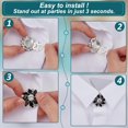 thumbnail image 3 of 6 Pcs Women's Rhinestone Button Cover Black Cufflinks Button Cover 1 inch Diameter Flower Shape Detachable Alloy Snap Button Clips Buttons Jewelry for Clothes Shirt Decoration Black, 3 of 9