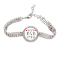 thumbnail image 1 of El mejor papá del mundo cita los seres queridos Pulsera de tobillera de cadena de tenis, joyería de diamantes, 1 of 3