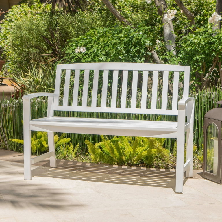 Lilo Outdoor Acacia Wood Bench, White Finish - Walmart.com