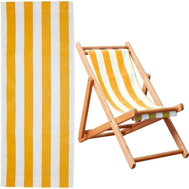 Tela de repuesto para silla de playa, 115 cm x 43,5 cm. Tela de repuesto para silla de playa, rayas naranjas y blancas. Lona de repuesto para silla de salón.
