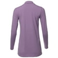 thumbnail image 3 of A2Y Women's Basic Solid Soft Cotton Long Sleeve Mock Neck Top Shirts Lilac Grey 1XL, 3 of 5