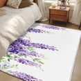 thumbnail image 3 of Area Rug 48×72in, Summer Purple Flower on White Floor Carpet Living Room Rug, Wisteria Floral Watercolor Non-Slip Welcome Mat Indoor Rugs for Bedroom Dining Room, 3 of 9