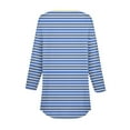 thumbnail image 5 of Fznquz 3/4 Sleeve Tops for Women Casual Fall Tunics Blue Loose Fit Tops Button Striped V Neck Womens Clothes Trendy 2025,L, 5 of 5
