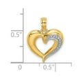 thumbnail image 3 of FB Jewels 14K Yellow Gold with Rhodium Heart with White Beaded Right Side High Polish and Textured Pendant, 3 of 4