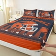 thumbnail image 3 of jejeloiu Football Sport Games Bed Sheets,Deepblue Orange Helmet King Sheets For Kids 4 Pieces, 3 of 7