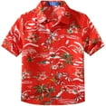 thumbnail image 1 of SSLR Big Boys Flamingos Hawaiian Shirt Button Down Shirt Short Sleeve Luau Shirt for Kids, 1 of 8