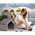 thumbnail image 4 of YOSADIER Dog House Indoor Outdoor Durable Resin Material Houses for Dogs Outside Weatherproof Cozy Small Dog Houses Pet Shelter for Patio, Porch, Living Room-Brown, 4 of 7