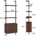 thumbnail image 2 of 3 Tier Walnut & Black Ladder Shelf with Storage Cabinet, Modern Ladder Bookshelf with Fluted Door, Wall Mount Bookcase with Metal Frame, Display Shelves for Living Room, Bedroom,Bathroom, Home Office, 2 of 7