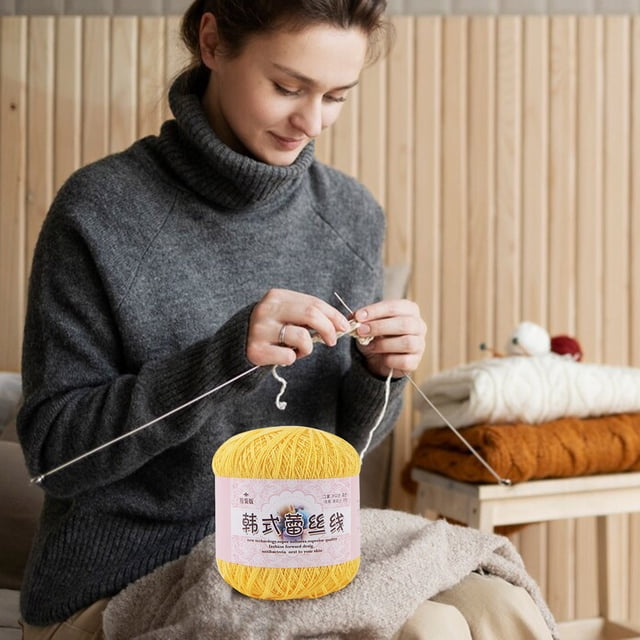 Dvkptbk Fil Dentelle Fil Bricolage Tissé Fil Fin Mercerisé Fil à Crocheter Kit de Crochet pour Débutants