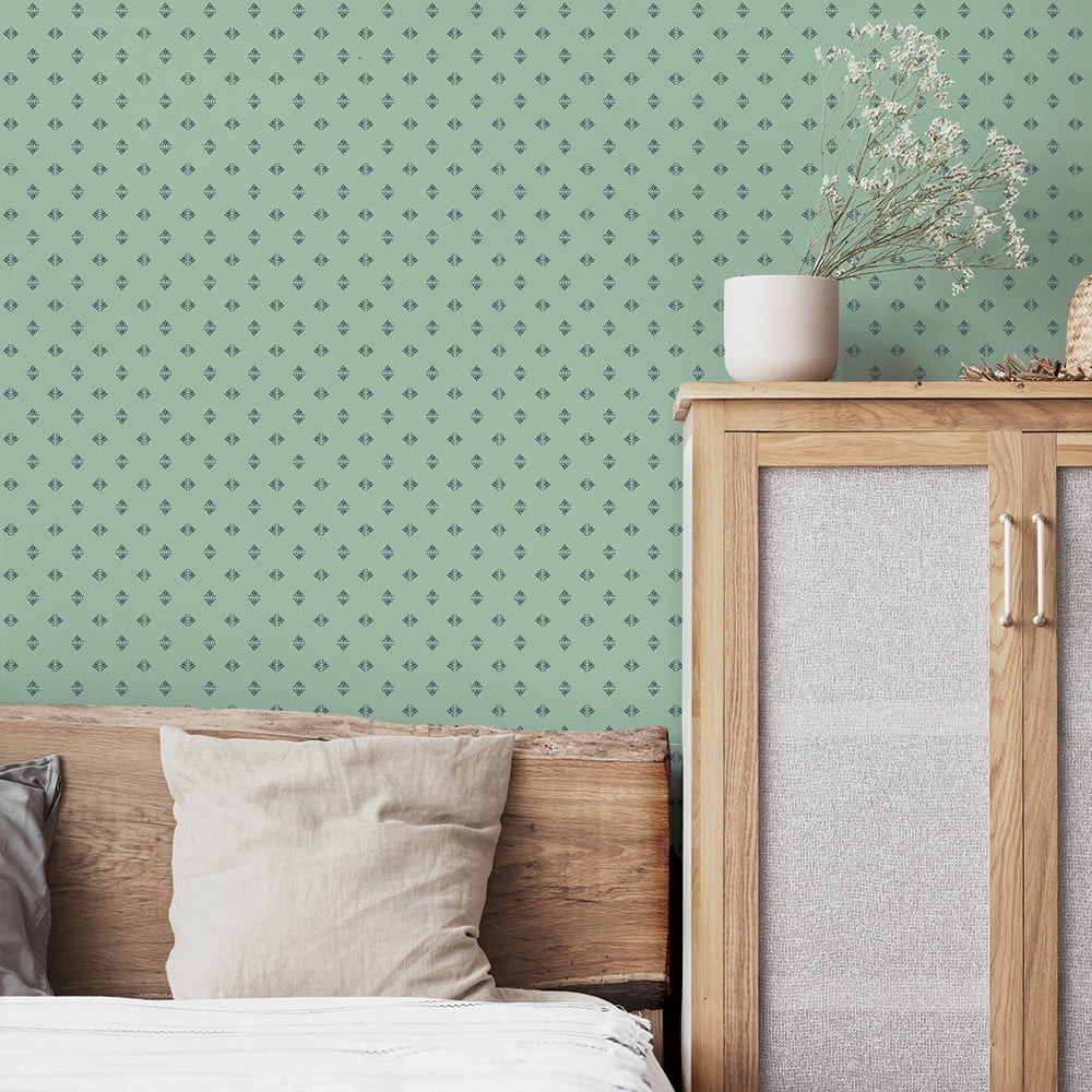 Tempaper Gem Geo Green Peel and Stick Wallpaper, 20.5" x 16.5'