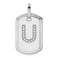 thumbnail image 1 of Diamond2Deal 14K Gold Gold Diamant Initiale U Dog Tag Charme pour Femmes (W - 0.7 Pouce), 1 of 4