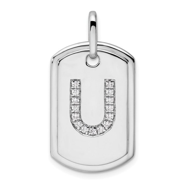 Diamond2Deal 14K Gold Gold Diamant Initiale U Dog Tag Charme pour Femmes (W - 0.7 Pouce)