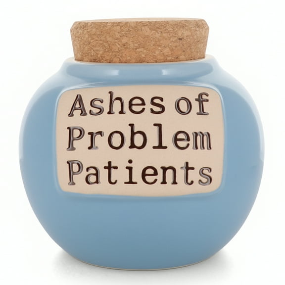 Cottage Creek Blue Ceramic Ashes of Problem Patients Doctors and Nurses Piggy Bank