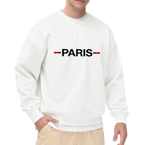 Paris Graphic Crewneck Sweatshirt with Long Sleeves Men’s and Big Men’s Pullovers Top Oversized Casual Comfy Fall Fashion Outfits Clothes