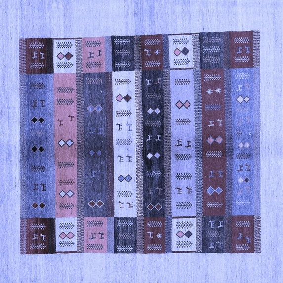 Ahgly Company Indoor Square Abstract Blue Contemporary Area Rugs, 4' Square