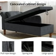 thumbnail image 3 of LEHZROAJ Velvet Chaise Lounge Indoor with Storage, Tufted Lounger Chair with Support Pillow, Long Sleeper Sofa for Bedroom, Living Room, Black, 3 of 12