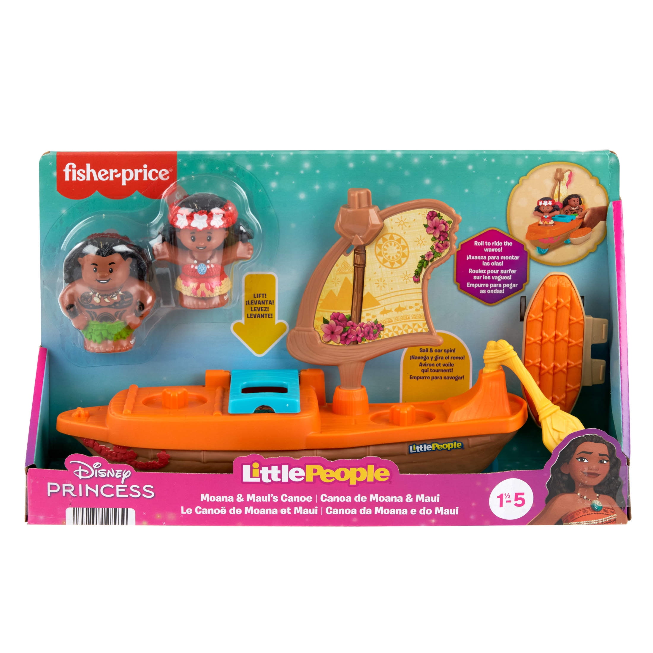 Disney Princess Moana Toys, Moana & Maui's Canoe, Fisher-Price Little People Toddler Toys